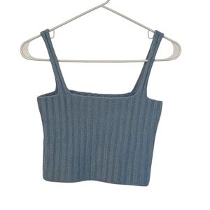 Hazel Moon Knit Light Baby Blue Crop Tank Top XS